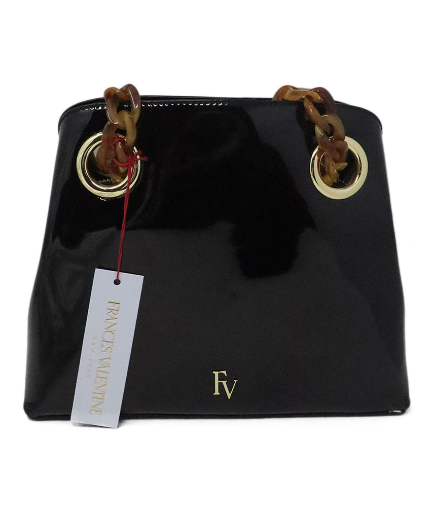 Frances Valentine Black Patent Leather & Lucite Bag 