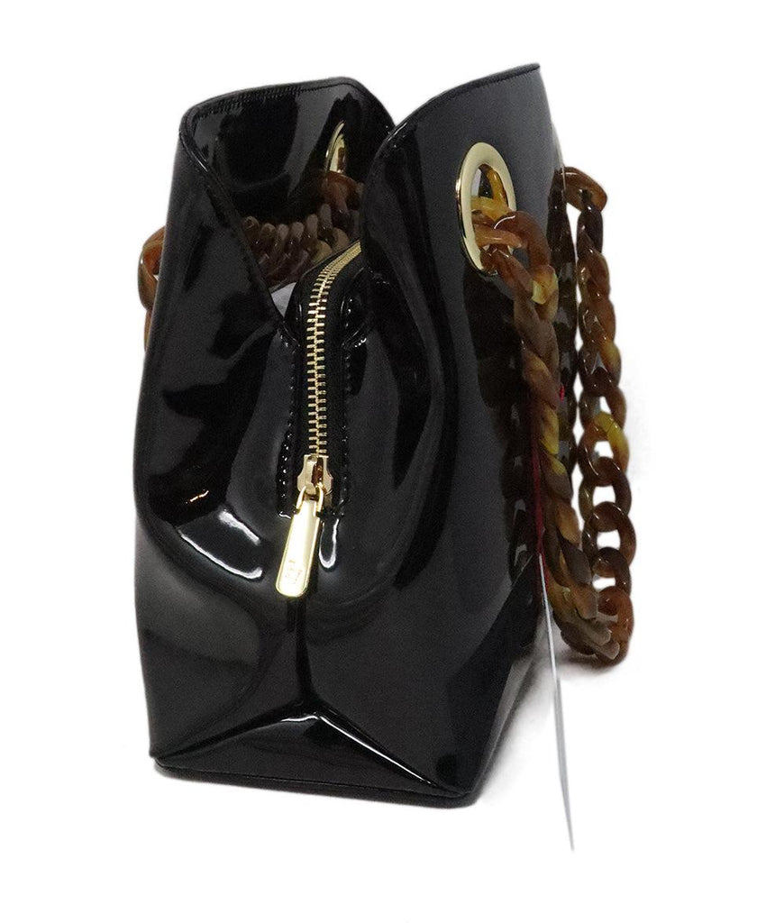 Frances Valentine Black Patent Leather & Lucite Bag 1