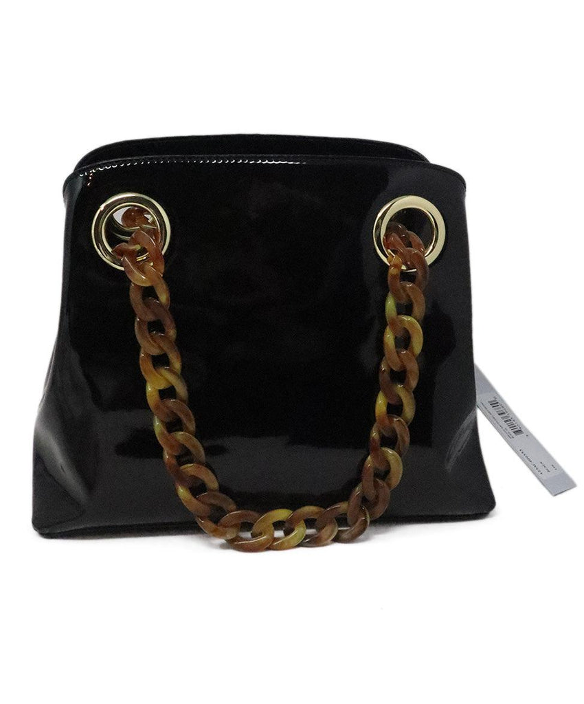Frances Valentine Black Patent Leather & Lucite Bag - Michael's Consignment NYC