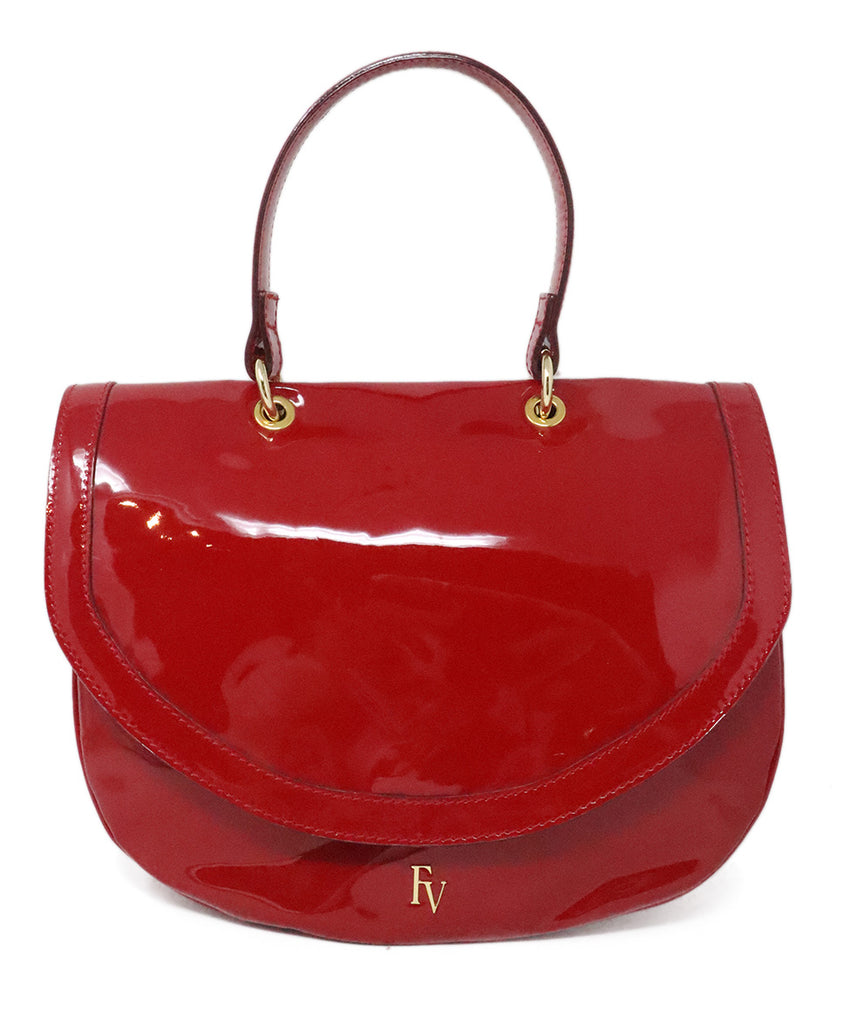 Frances Valentine Red Patent Leather Handbag 
