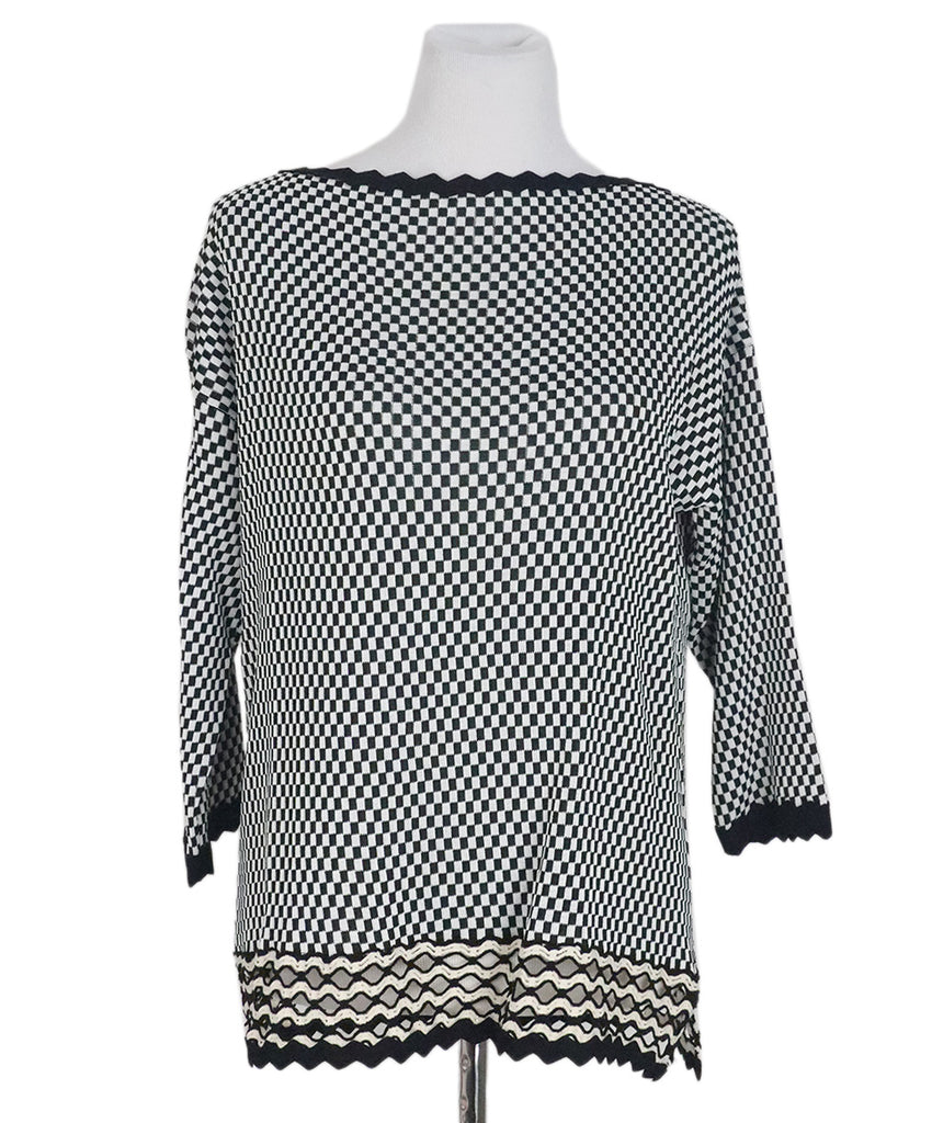 Fuzzi Black & White Check Print Sweater 