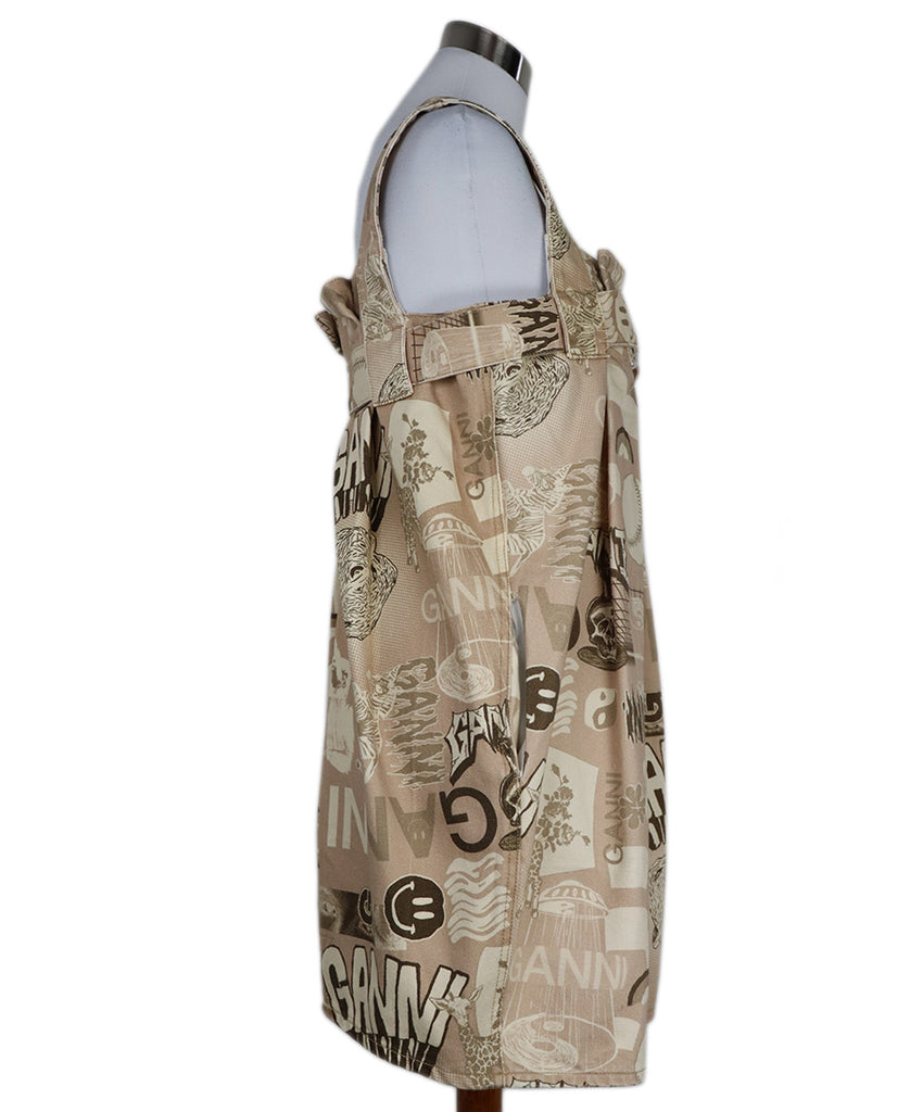 Ganni Pink & Brown Print Denim Dress 1