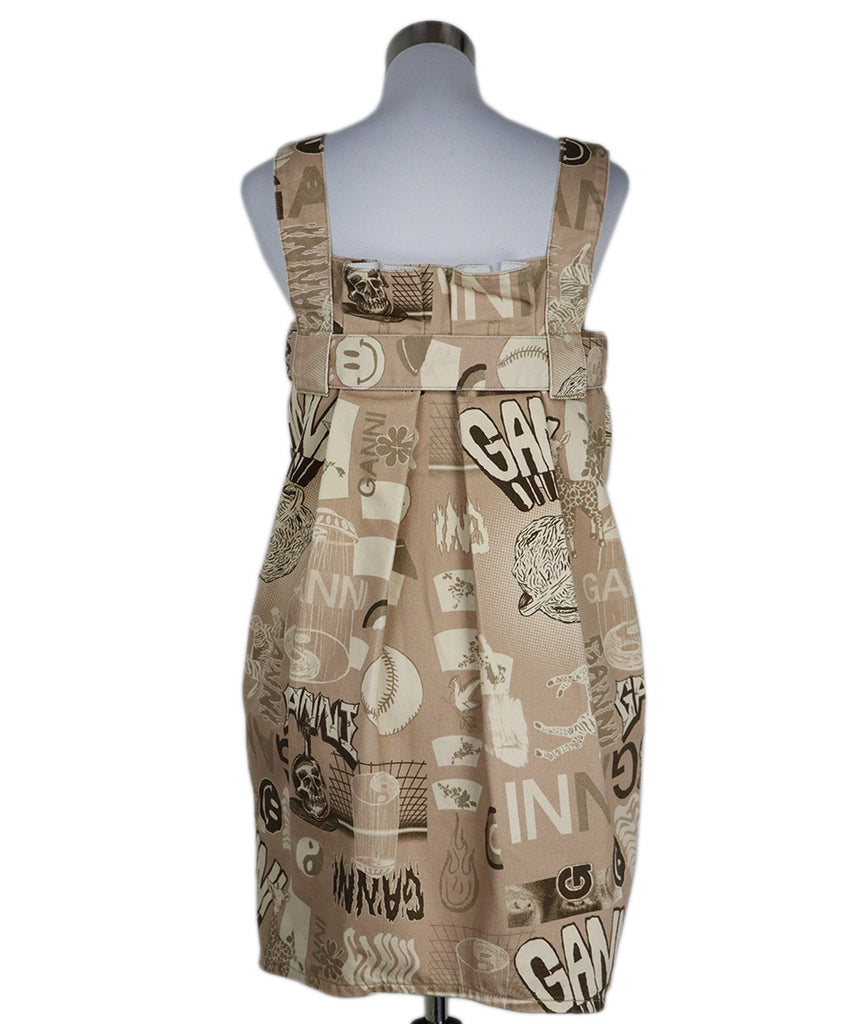 Ganni Pink & Brown Print Denim Dress 2