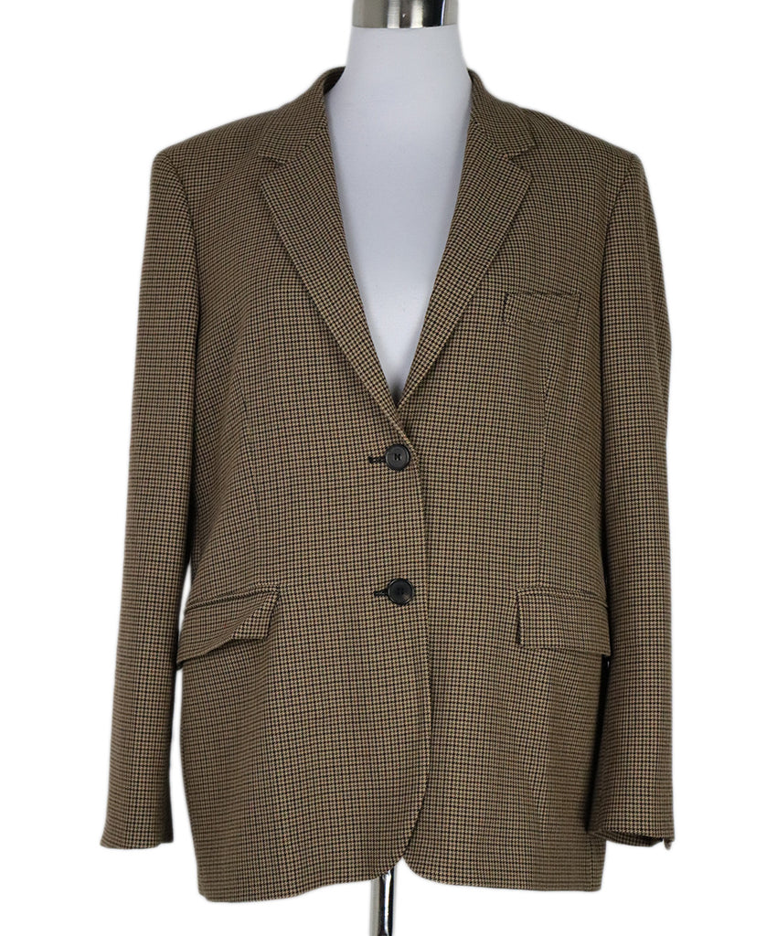 Gerard Darel Brown & Tan Herringbone Wool Blazer 