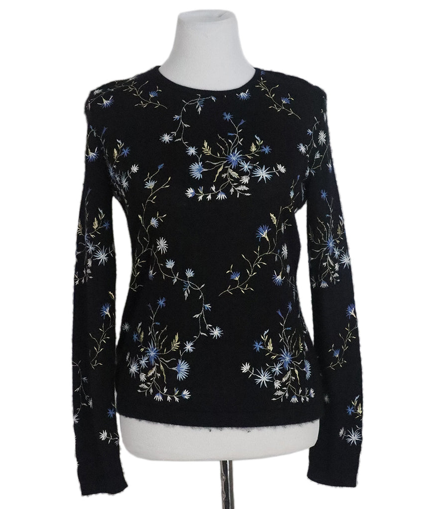 Giambattista Black & Blue Floral Sweater 