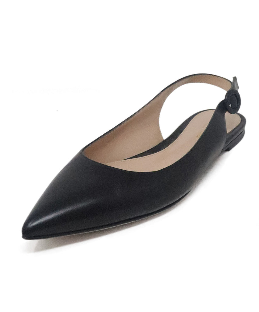 Gianvito Rossi Black Leather Sling Back Flats 