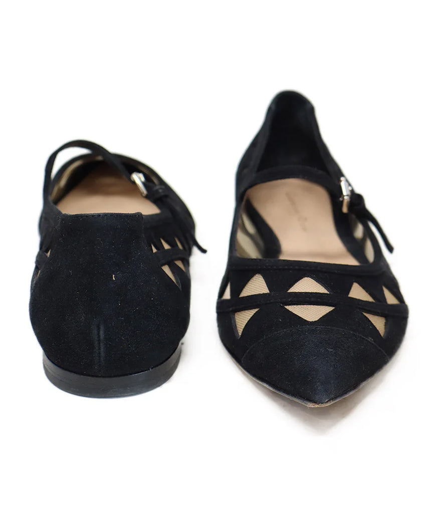 Gianvito Rossie Black Suede Cutwork Mesh Flats sz 9 - Michael's Consignment NYC