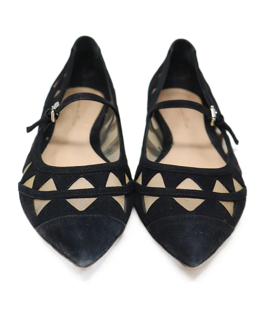 Gianvito Rossie Black Suede Cutwork Mesh Flats sz 9 - Michael's Consignment NYC