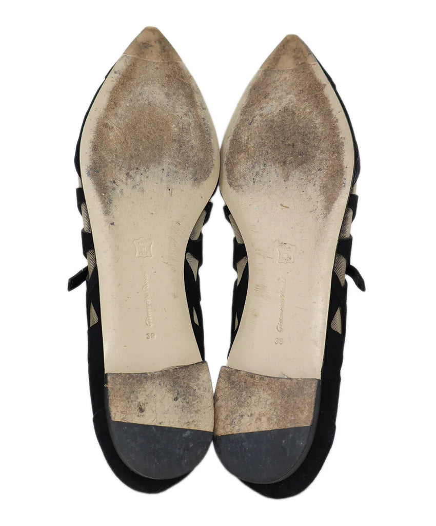 Gianvito Rossie Black Suede Cutwork Mesh Flats sz 9 - Michael's Consignment NYC