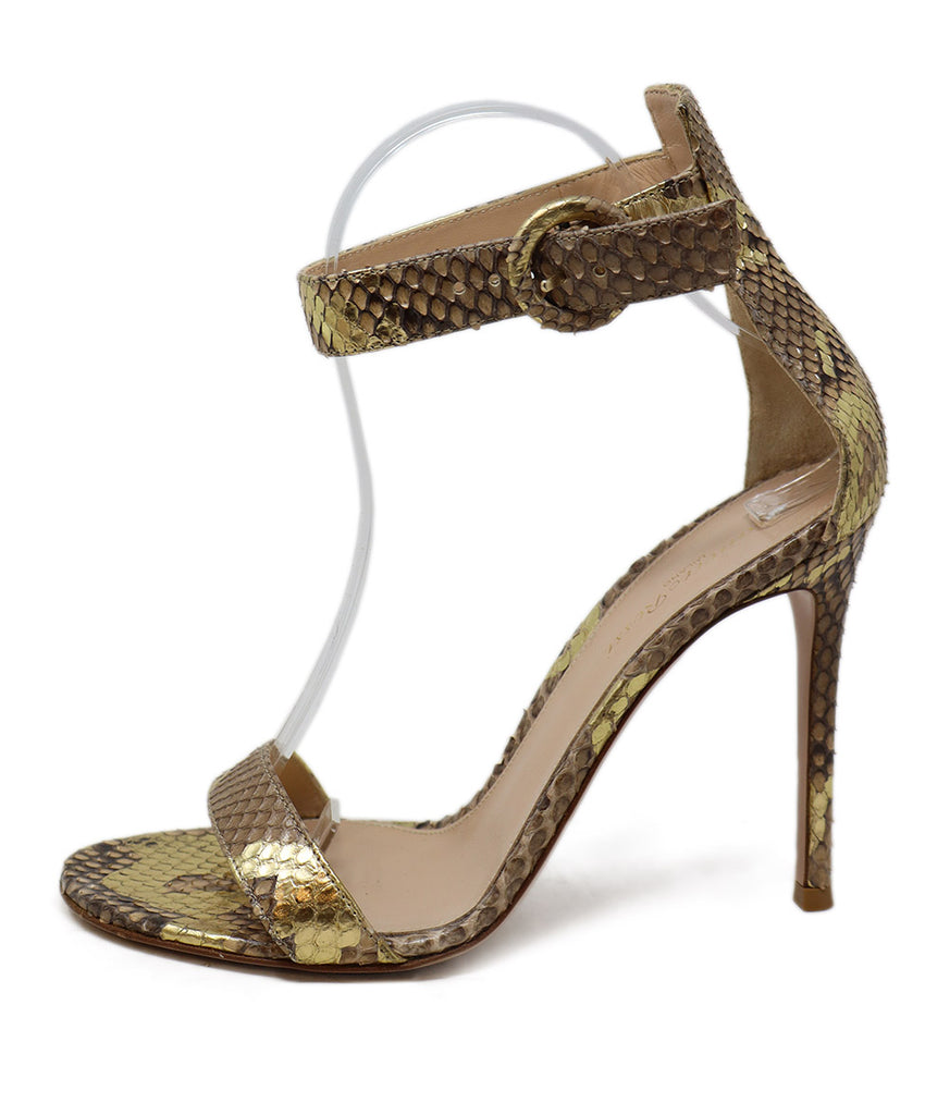 Gianvito Rossi Gold & Beige Snakeskin Heels sz 8 - Michael's Consignment NYC