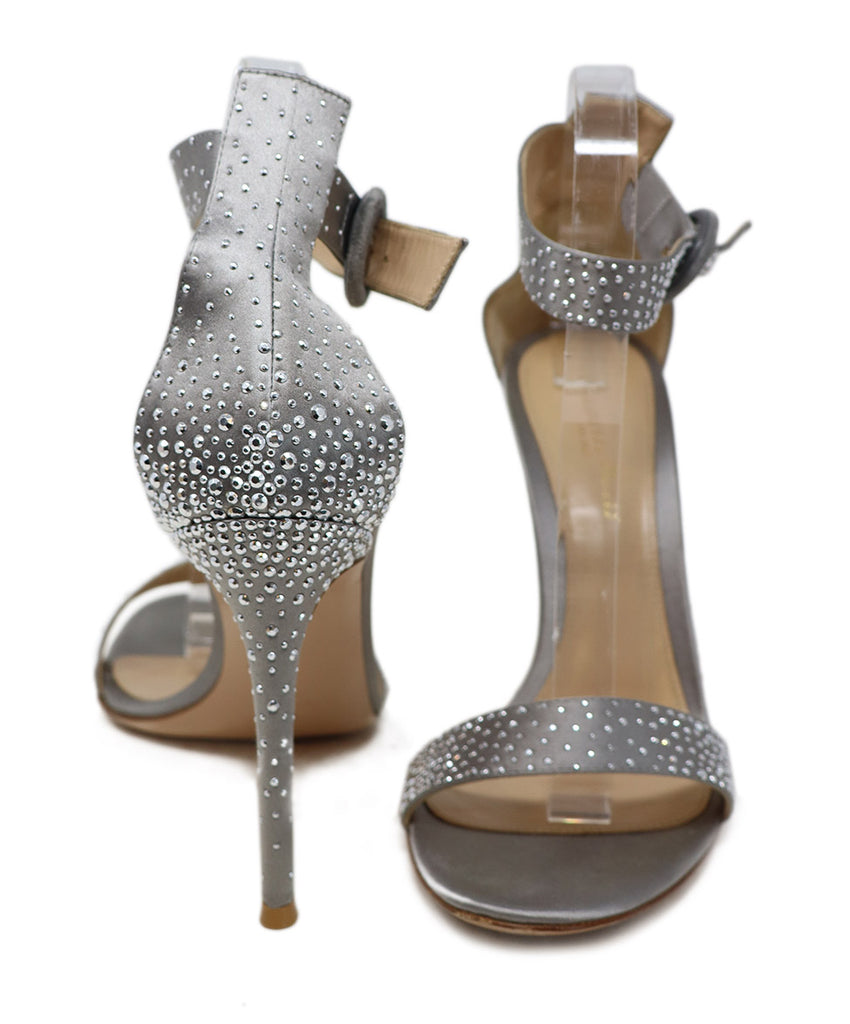 Gianvito Rossi Grey Satin Studded Heels sz 8.5 - Michael's Consignment NYC