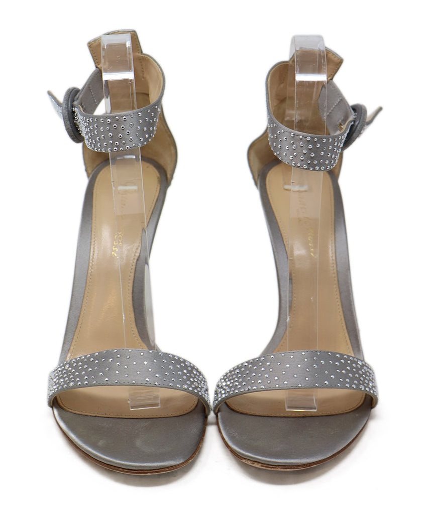 Gianvito Rossi Grey Satin Studded Heels sz 8.5 - Michael's Consignment NYC