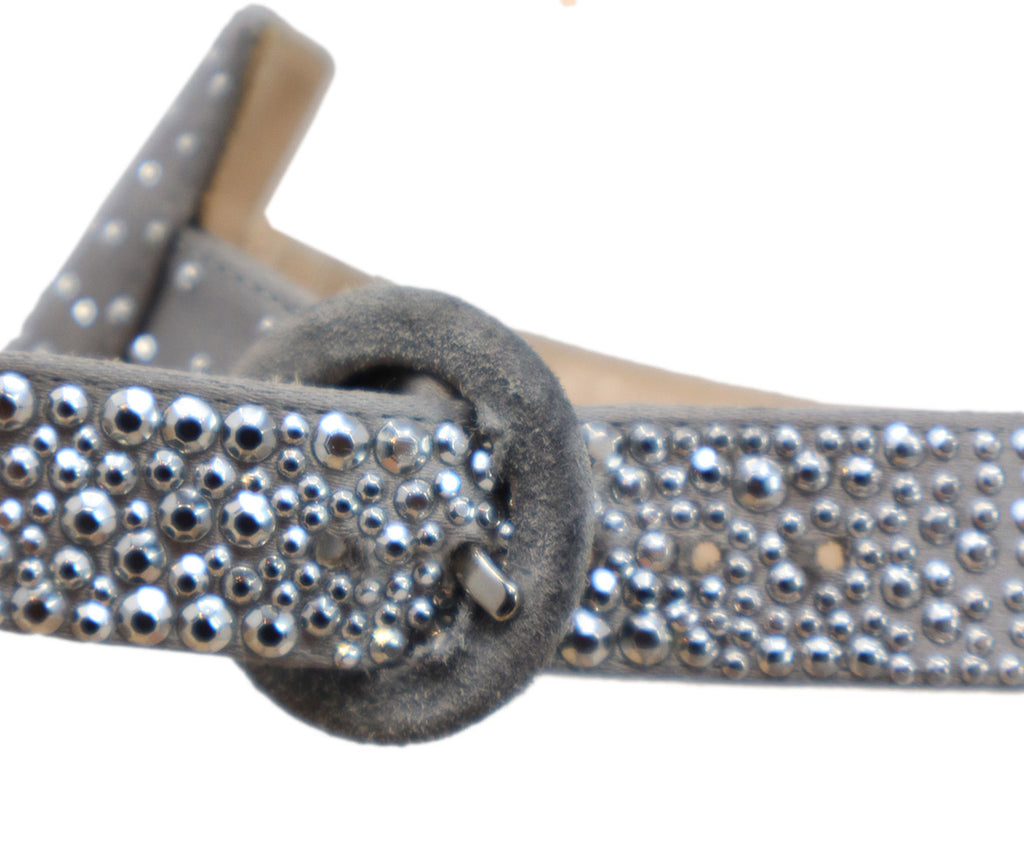 Gianvito Rossi Grey Satin Studded Heels sz 8.5 - Michael's Consignment NYC