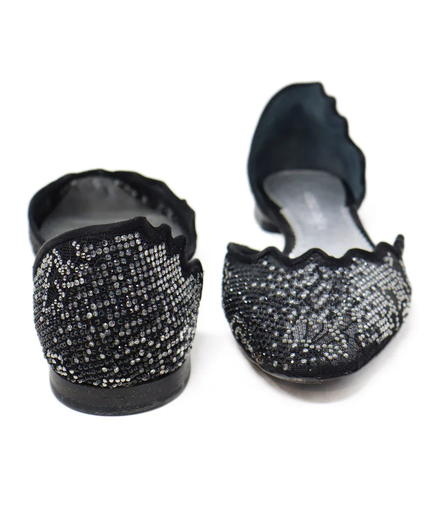 Giorgio Armani Black Mesh Beaded Flats sz 6 - Michael's Consignment NYC
