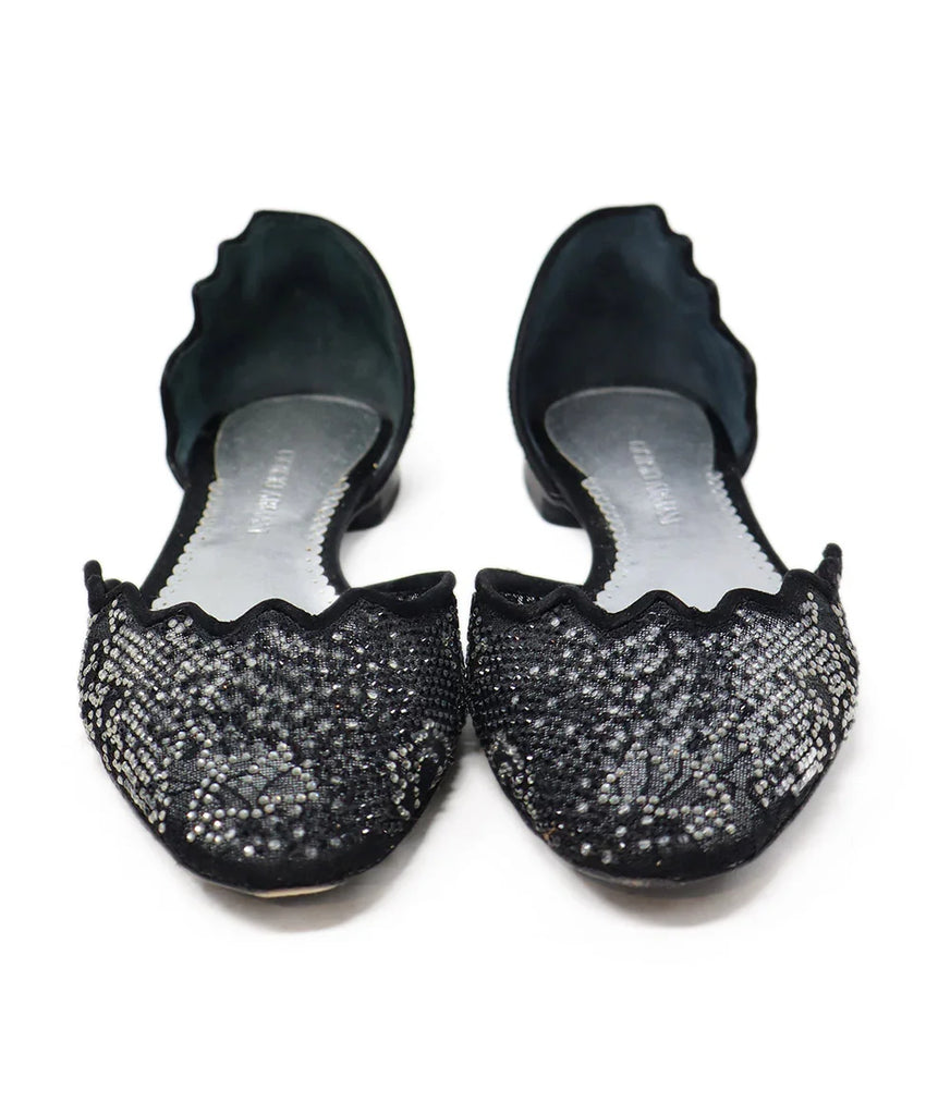 Giorgio Armani Black Mesh Beaded Flats sz 6 - Michael's Consignment NYC