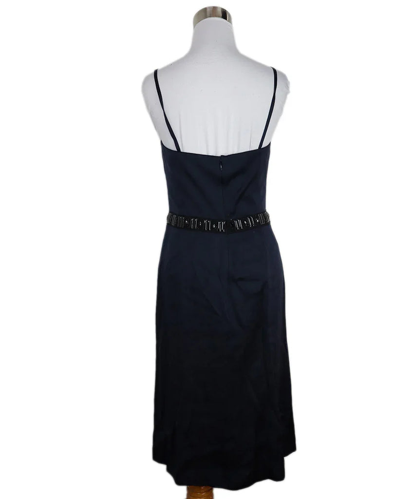 Giorgio Armani Navy Silk Dress w/ Black Embellishments sz 2 - Michael's Consignment NYC