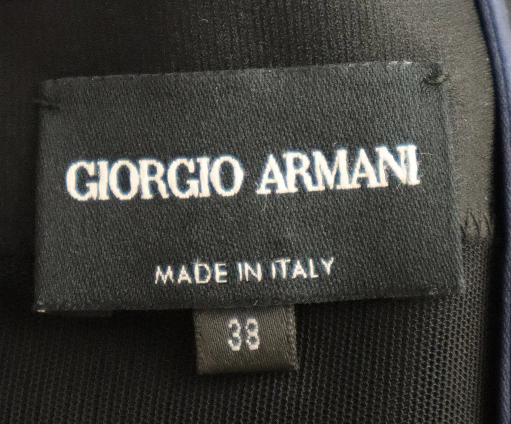 Giorgio Armani Navy Silk Dress w/ Black Embellishments sz 2 - Michael's Consignment NYC