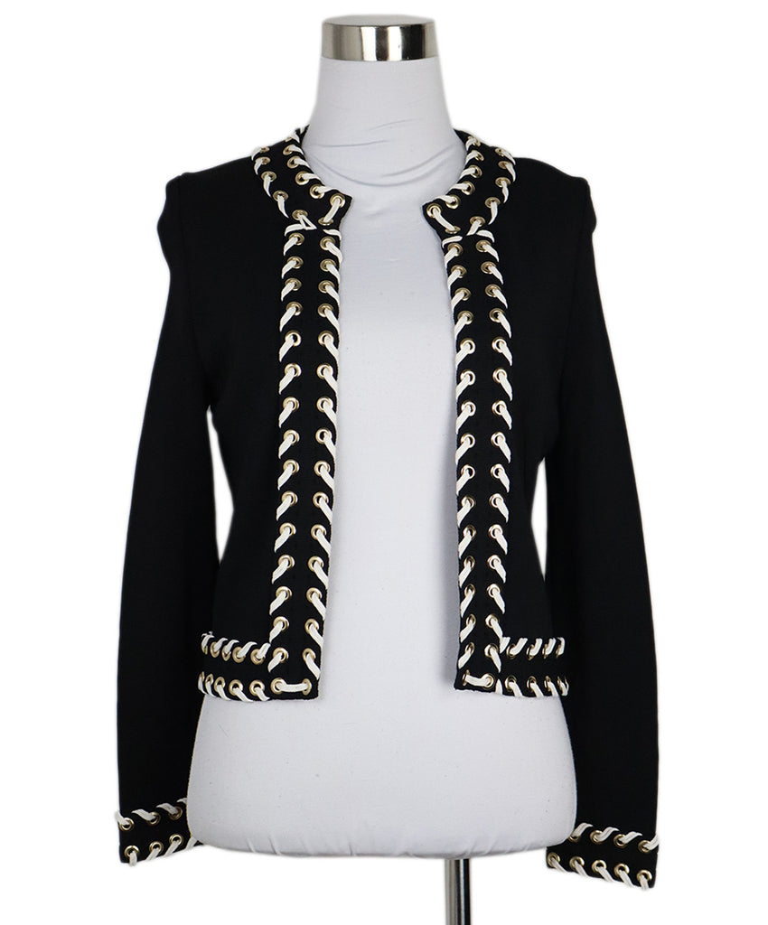 Givenchy Black & White Lace Trim Cardigan 