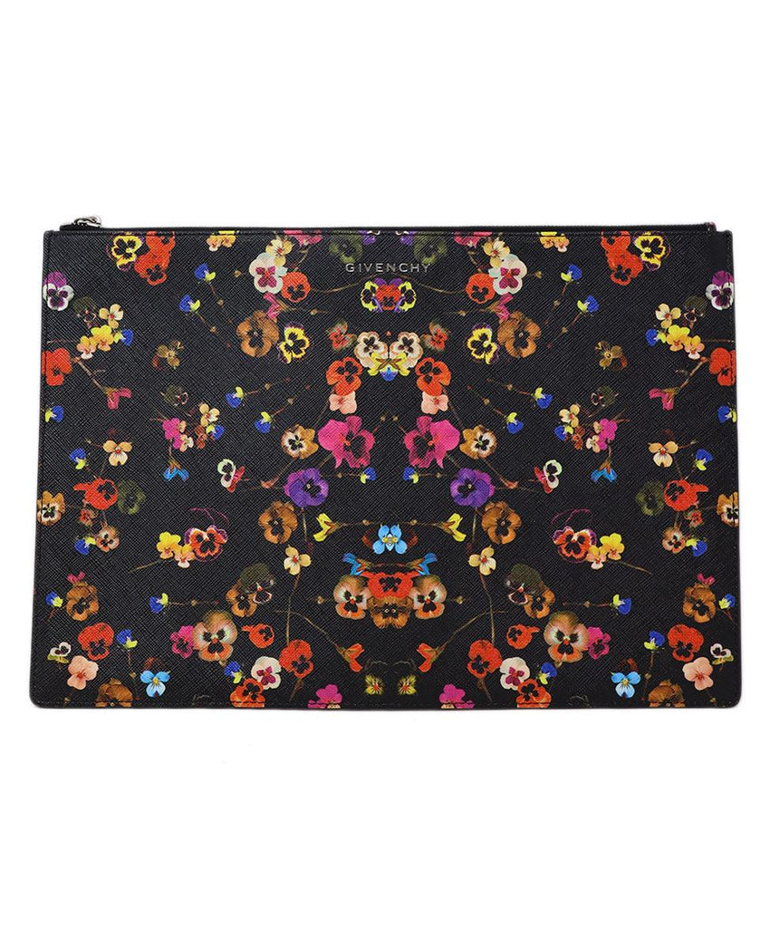 Givenchy Black & Multicolor Floral Clutch 