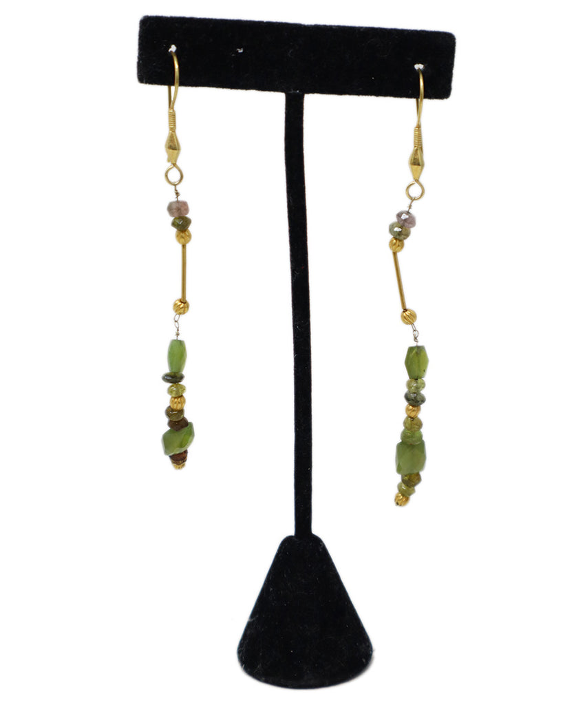 Gold & Green Stone Earrings 
