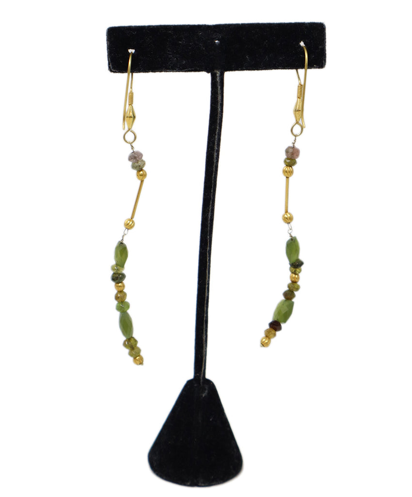 Gold & Green Stone Earrings 2