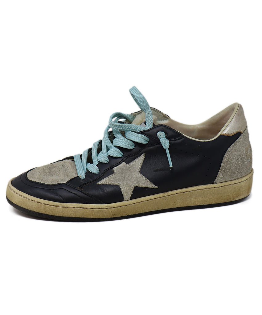Golden Goose Black Leather & Grey Suede Shearling Sneakers 1