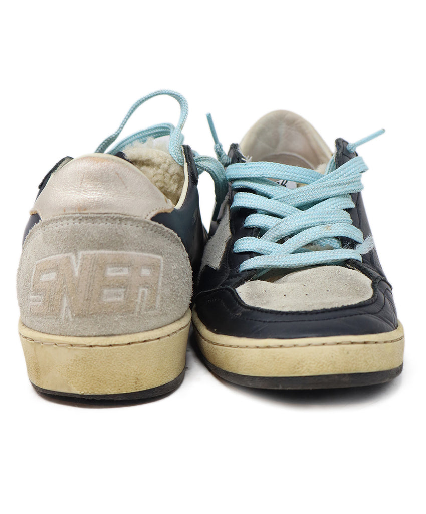 Golden Goose Black Leather & Grey Suede Shearling Sneakers 2