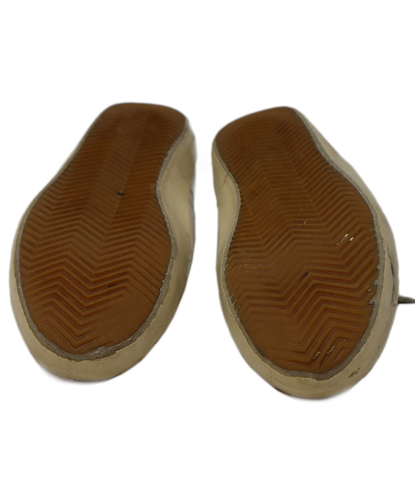 Golden Goose White Distressed Leather & Navy Sneakers 4