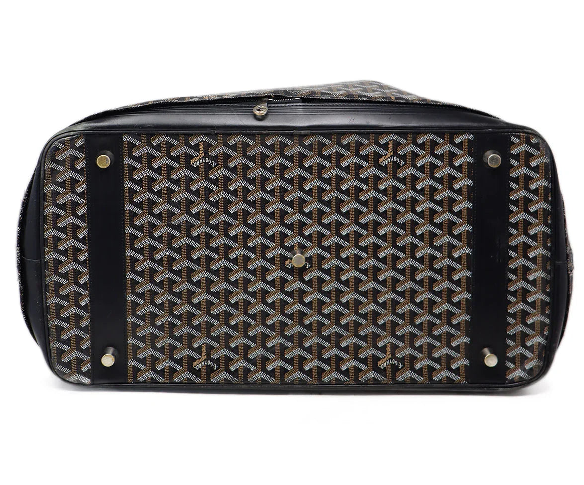 Goyard Black White & Brown Leather Duffle Bag l Michael's