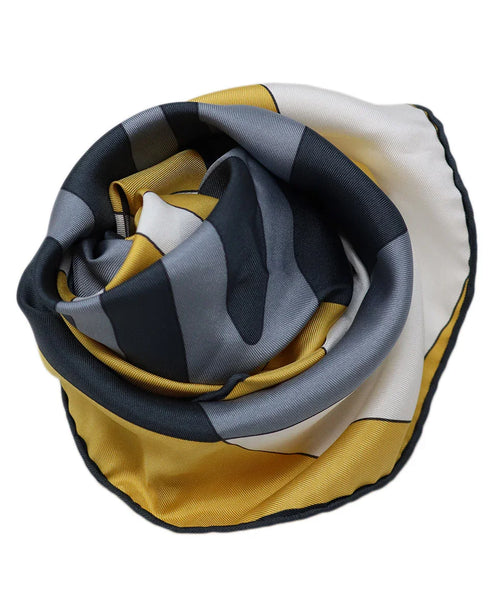 Goyard Yellow Grey White Print Silk Scarf l Michael's Luxury