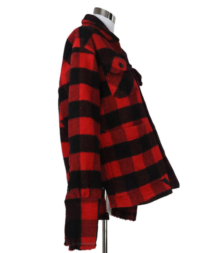 Greg Lauren Red & Black Plaid Wool Jacket 1