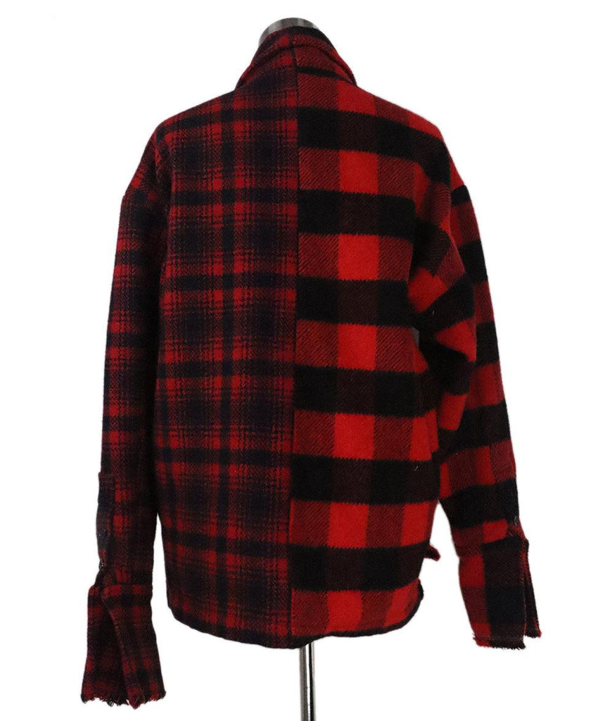 Greg Lauren Red & Black Plaid Wool Jacket 2