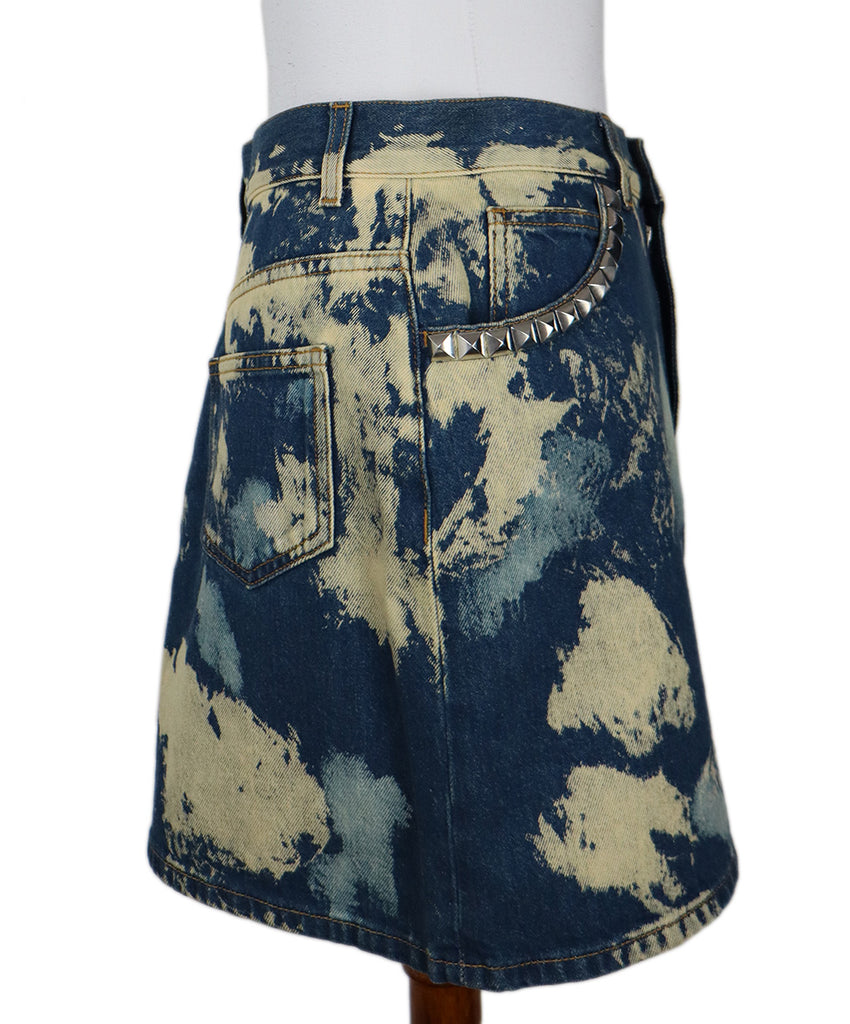 Gucci Acid Wash Bee Embroidered Denim Skirt 1