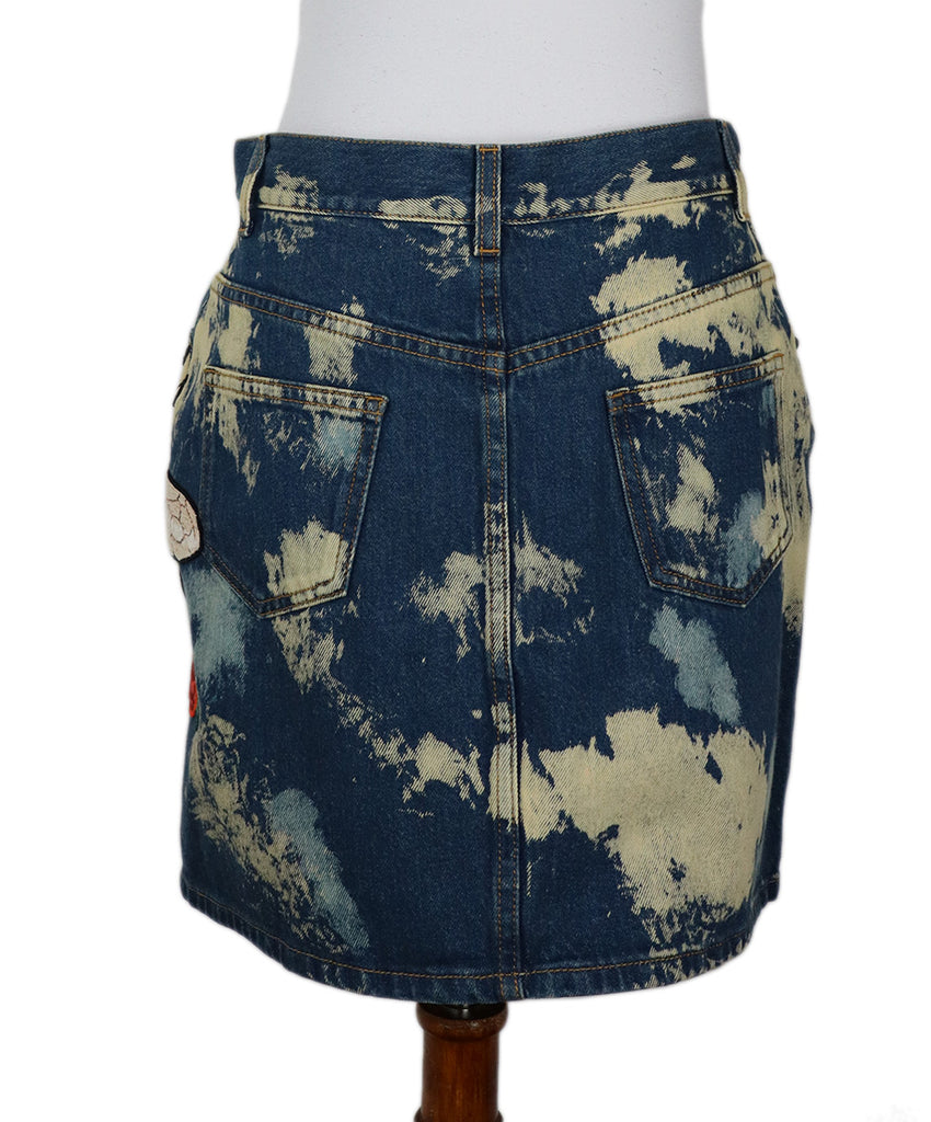 Gucci Acid Wash Bee Embroidered Denim Skirt 2