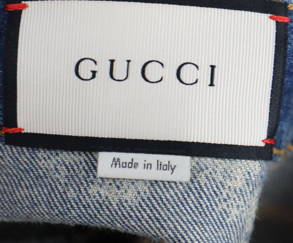 Gucci Acid Wash Bee Embroidered Denim Skirt 3