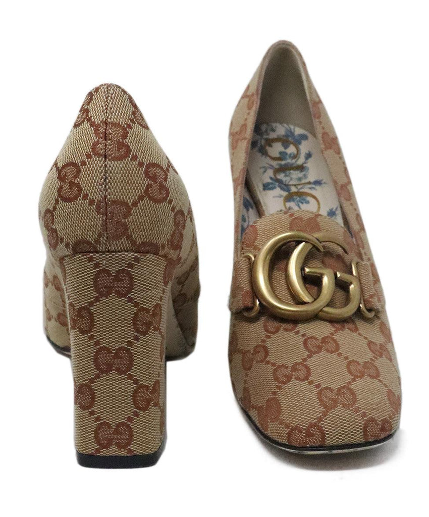 Gucci Beige & Pink Monogram Heels 2