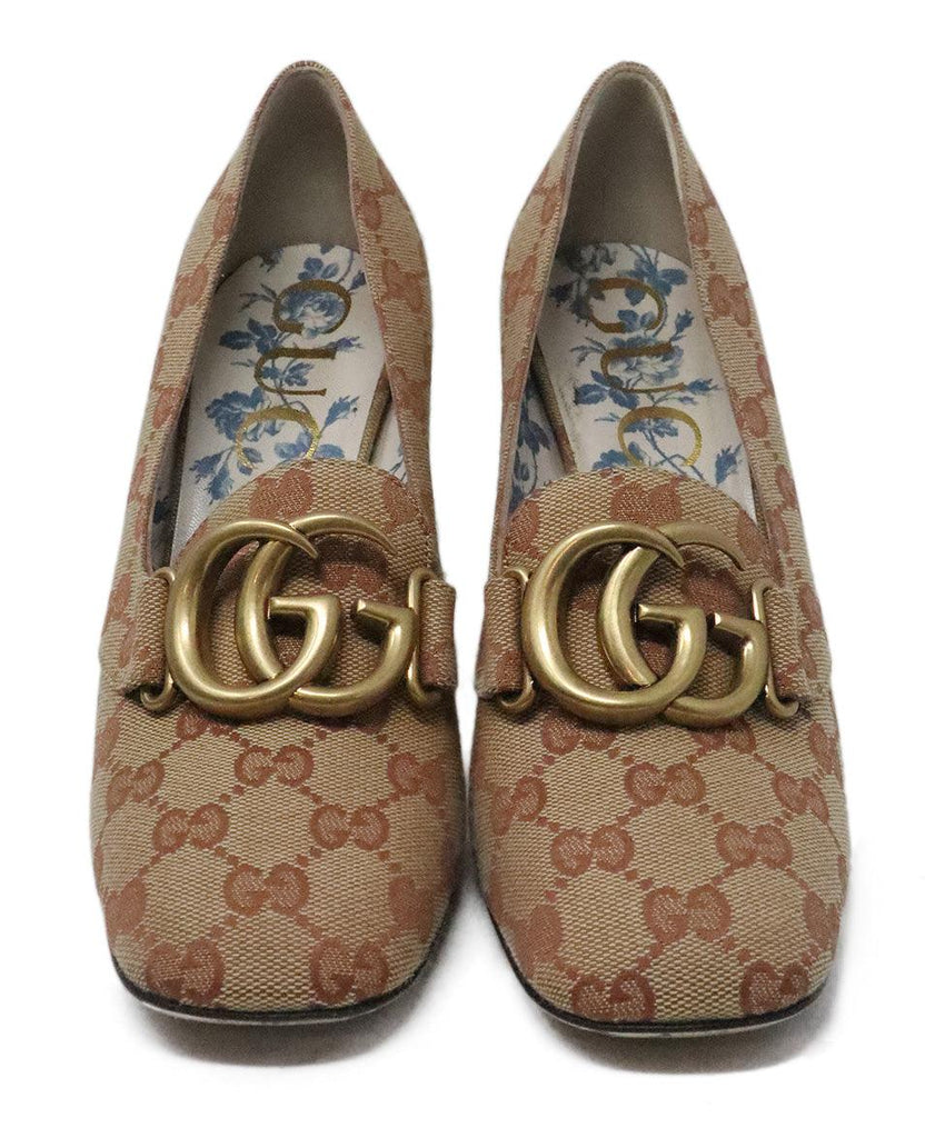 Gucci Beige & Pink Monogram Heels 3