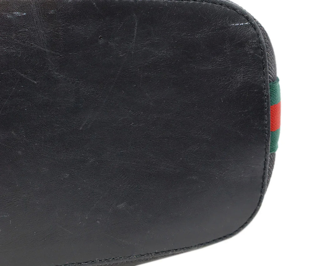 Gucci Black Denim Sherry Stripe Shoulder Bag - Michael's Consignment NYC
