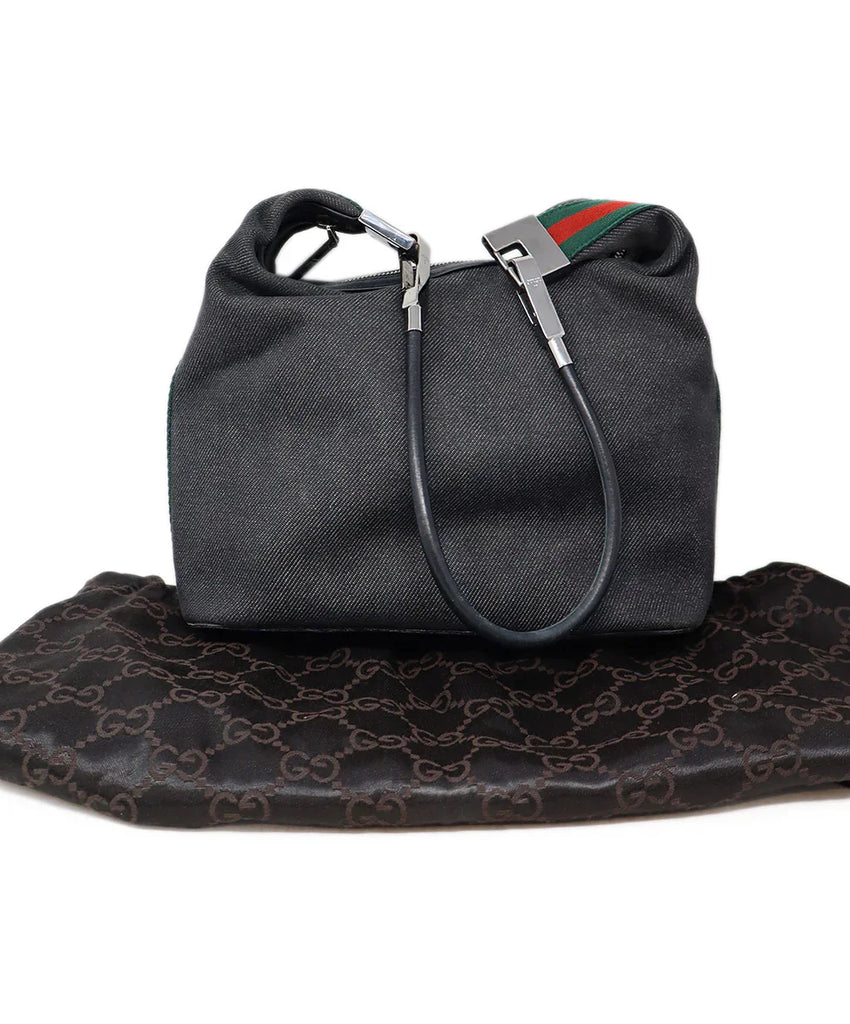Gucci Black Denim Sherry Stripe Shoulder Bag - Michael's Consignment NYC