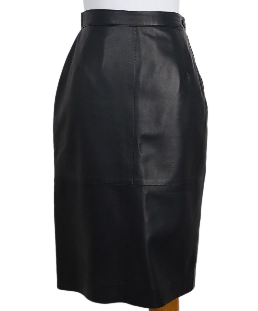 Gucci Vintage Navy Leather Skirt 