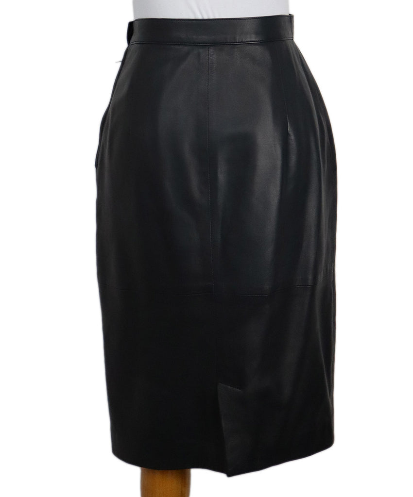 Gucci Vintage Navy Leather Skirt 2