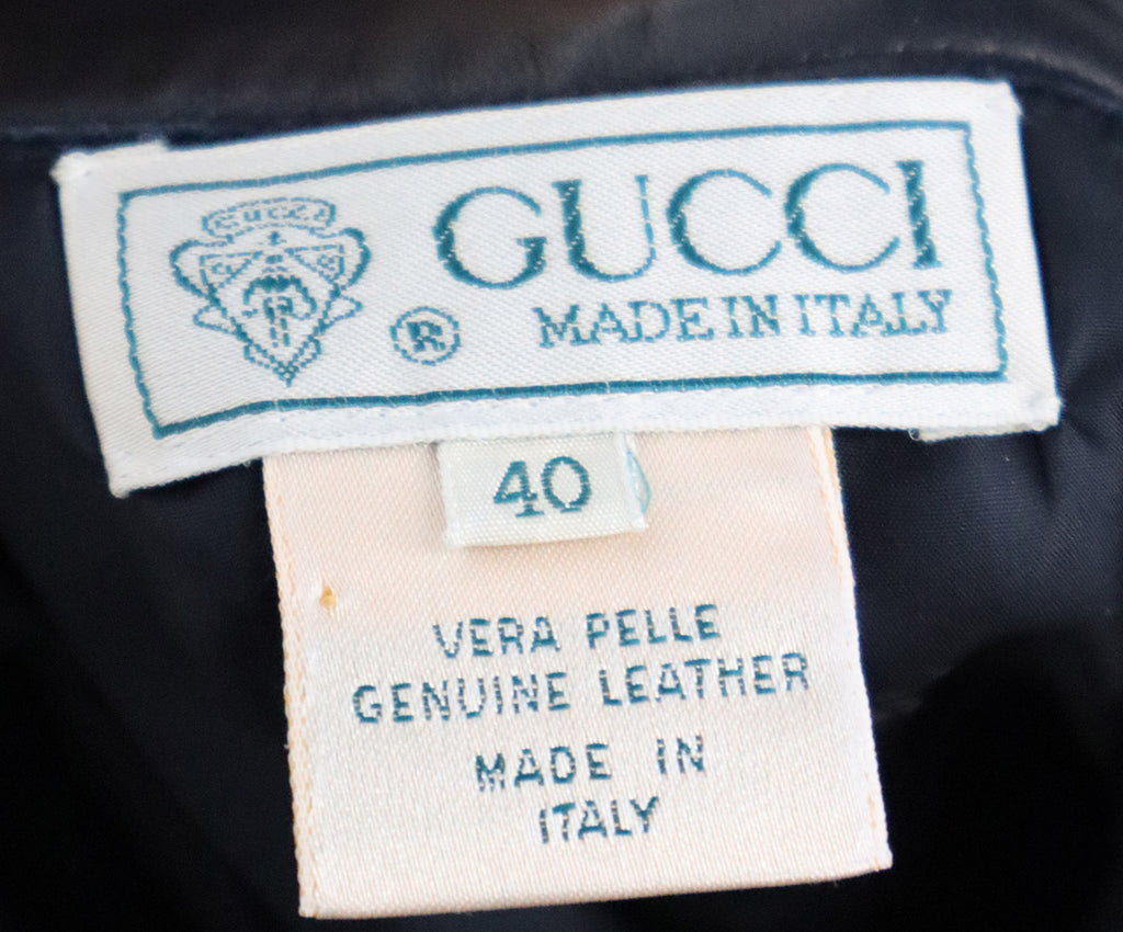 Gucci Vintage Navy Leather Skirt 3