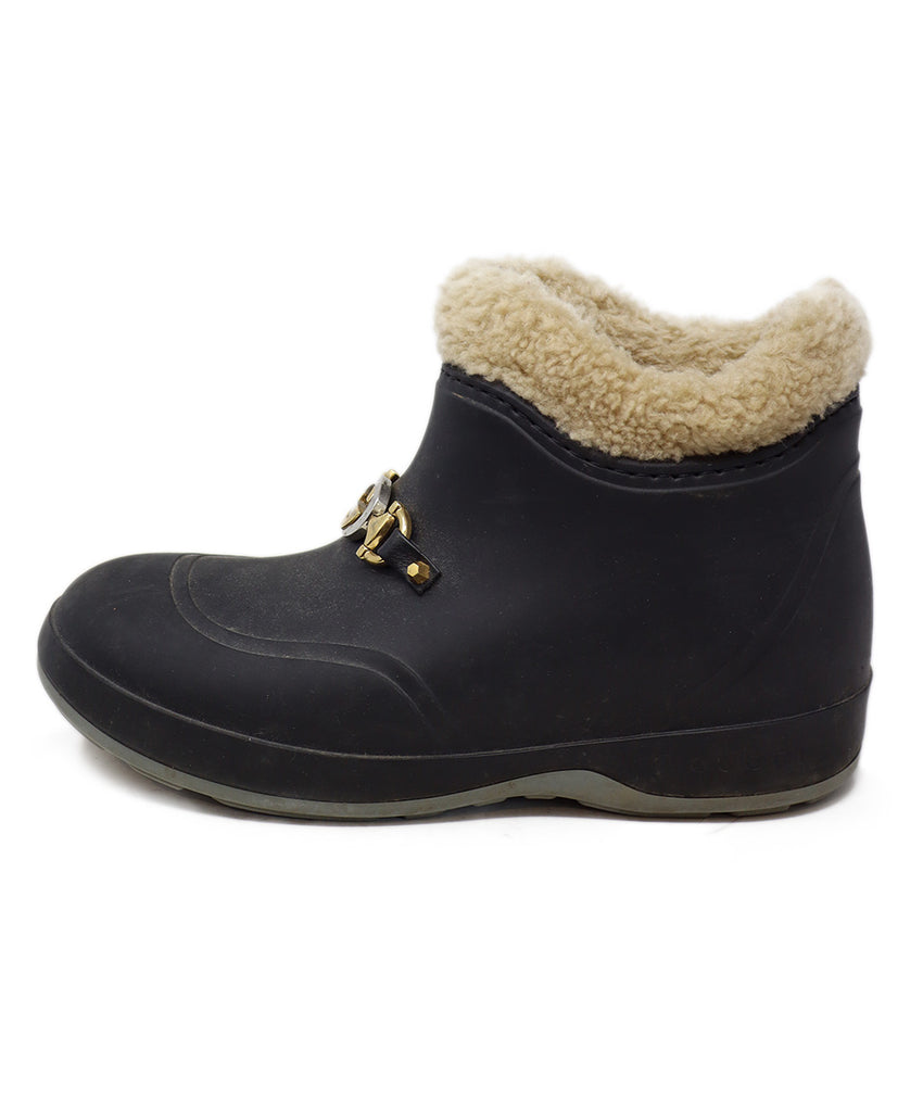 Gucci Black Rubber & Shearling Booties 1
