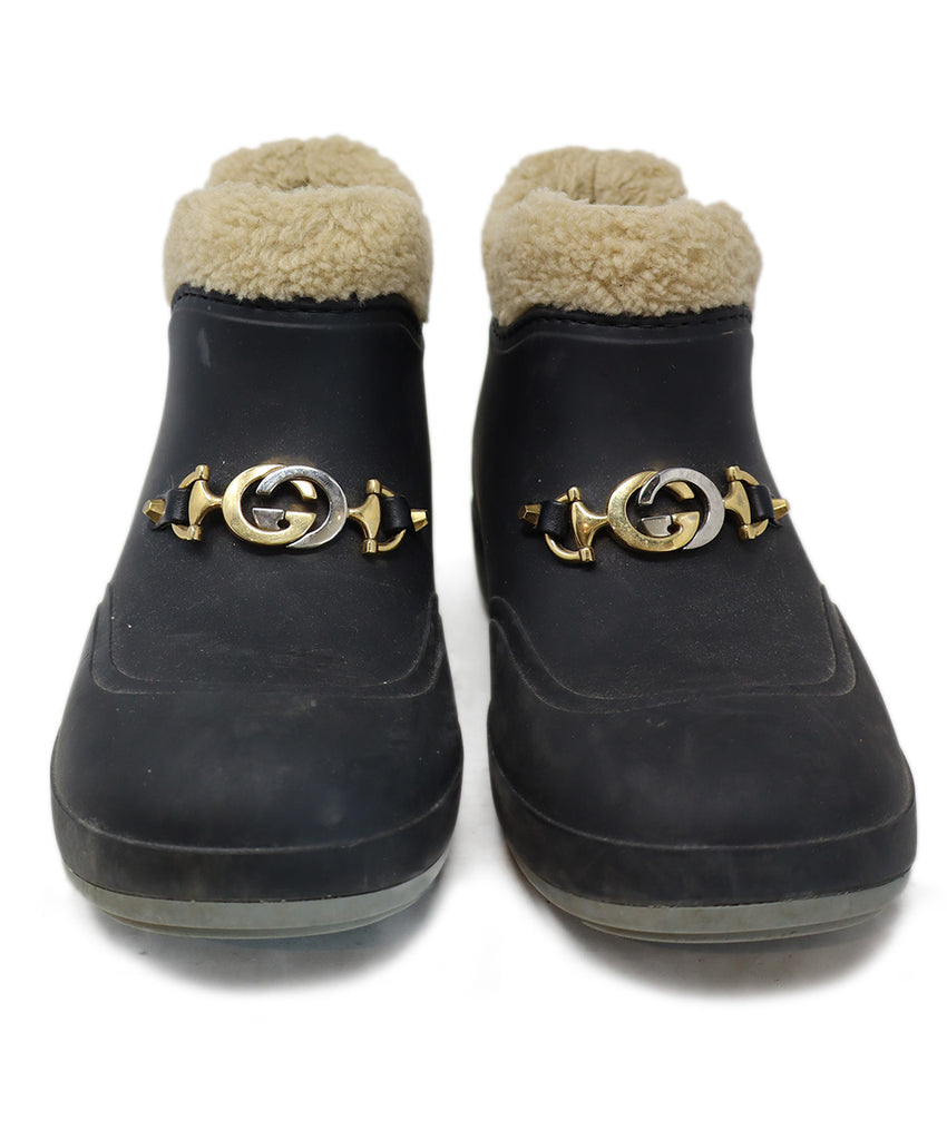 Gucci Black Rubber & Shearling Booties 3