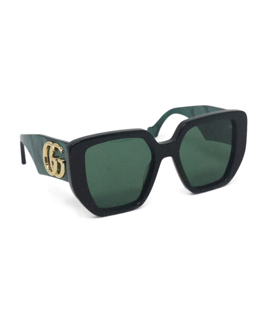 Gucci Black & Green Plastic Sunglasses 