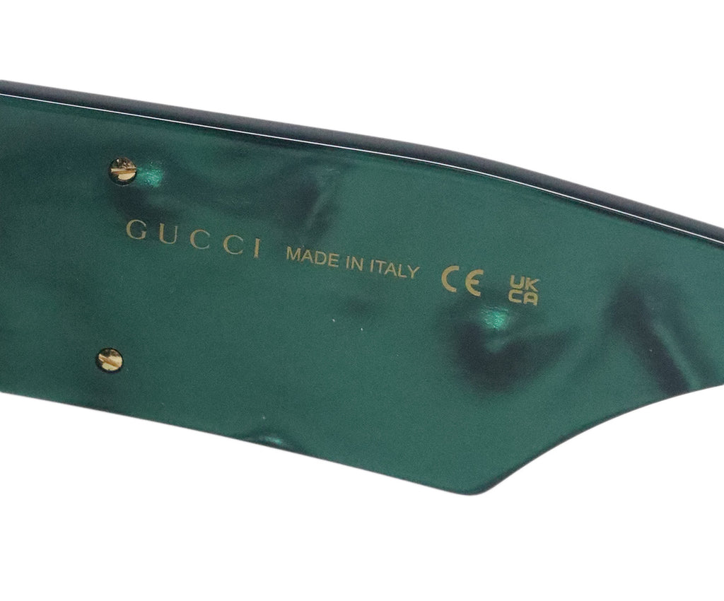 Gucci Black & Green Plastic Sunglasses 4