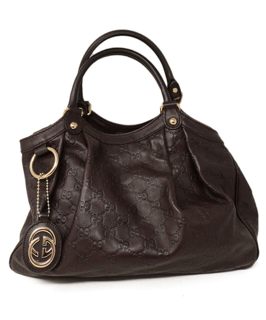 Gucci Brown Monogram Leather Shoulder Bag 