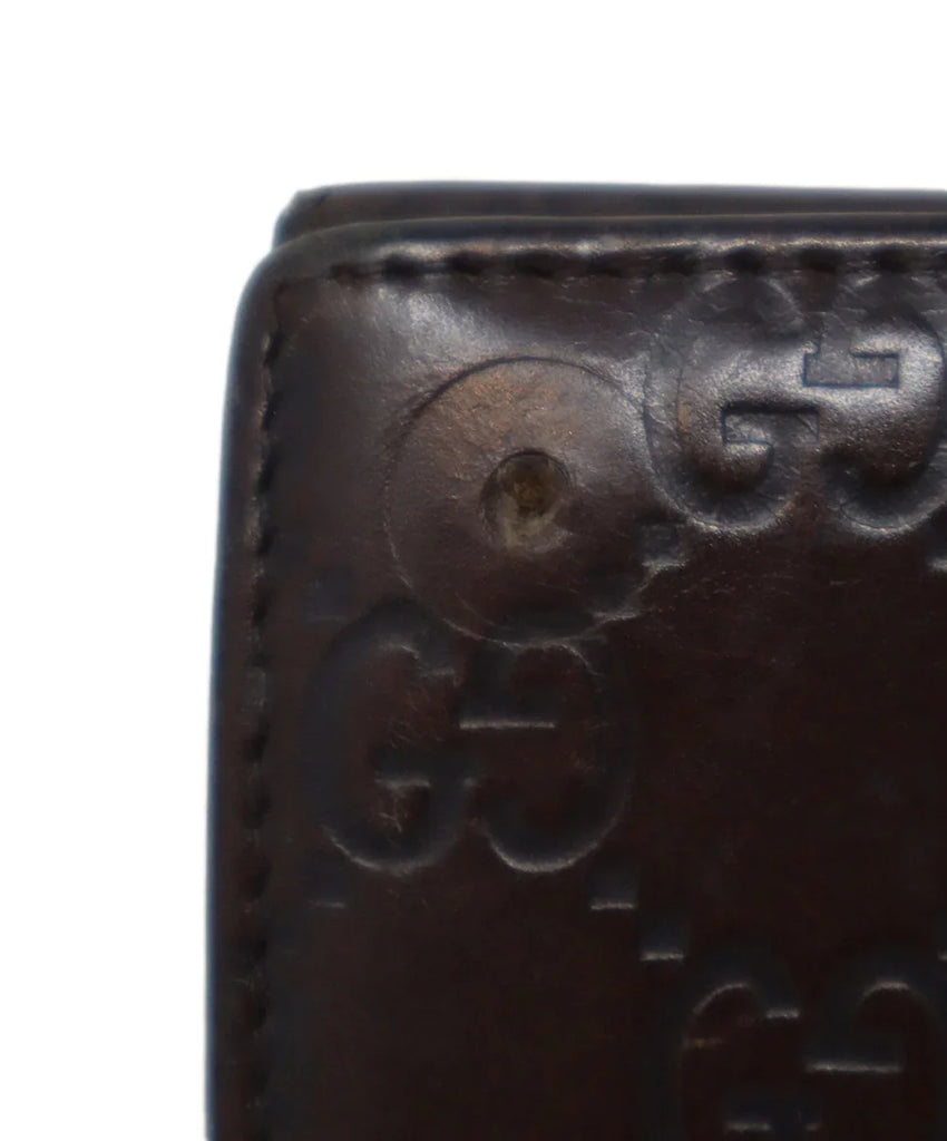 Gucci Vintage Brown Leather Monogram Wallet - Michael's Consignment NYC