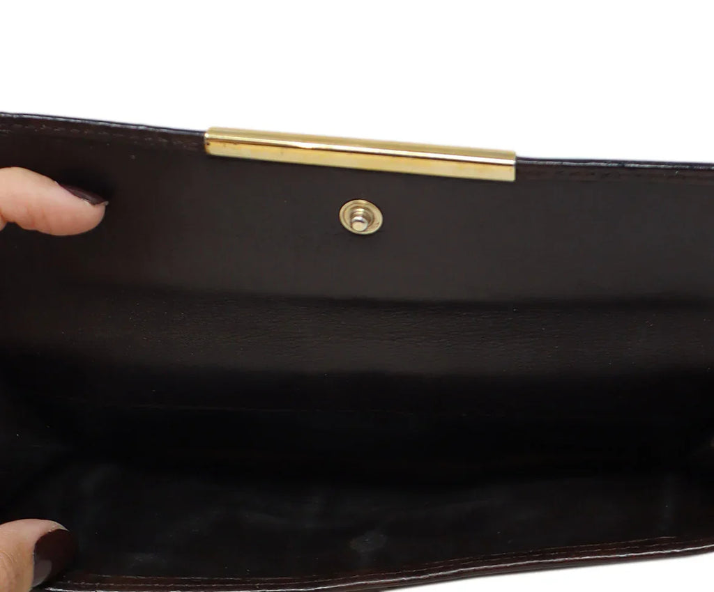Gucci Vintage Brown Leather Monogram Wallet - Michael's Consignment NYC