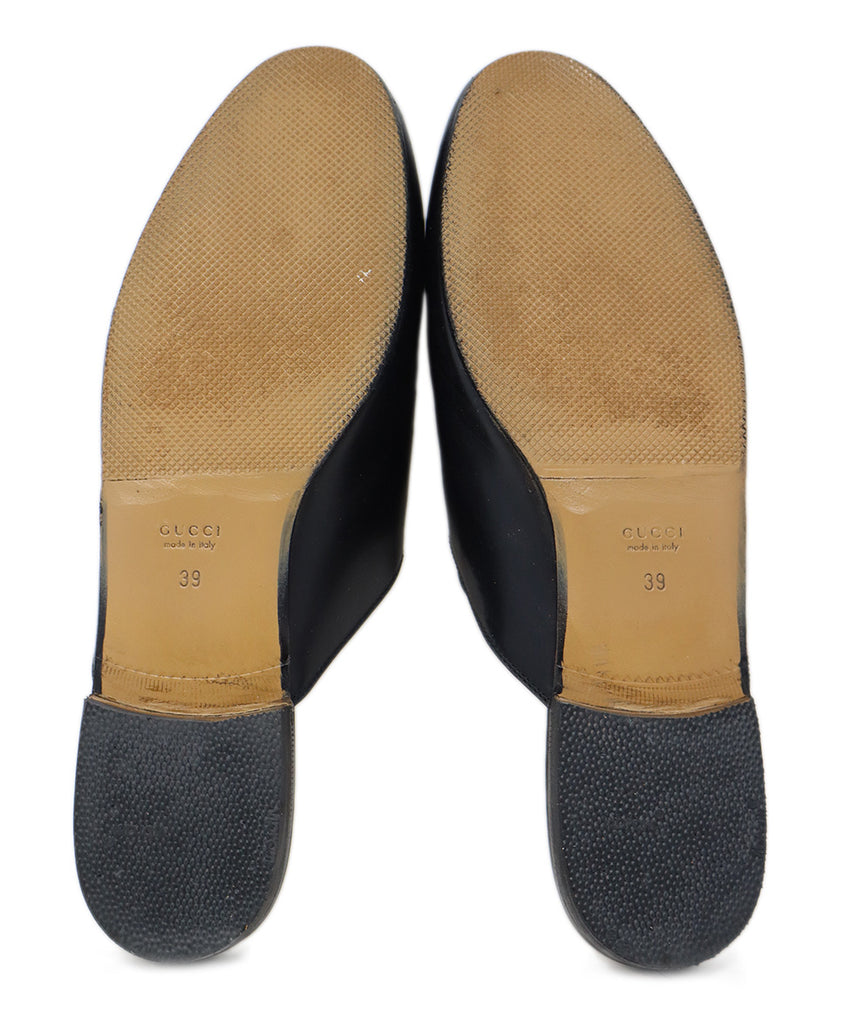 Gucci Black Leather Floral Embroidered Mules 4